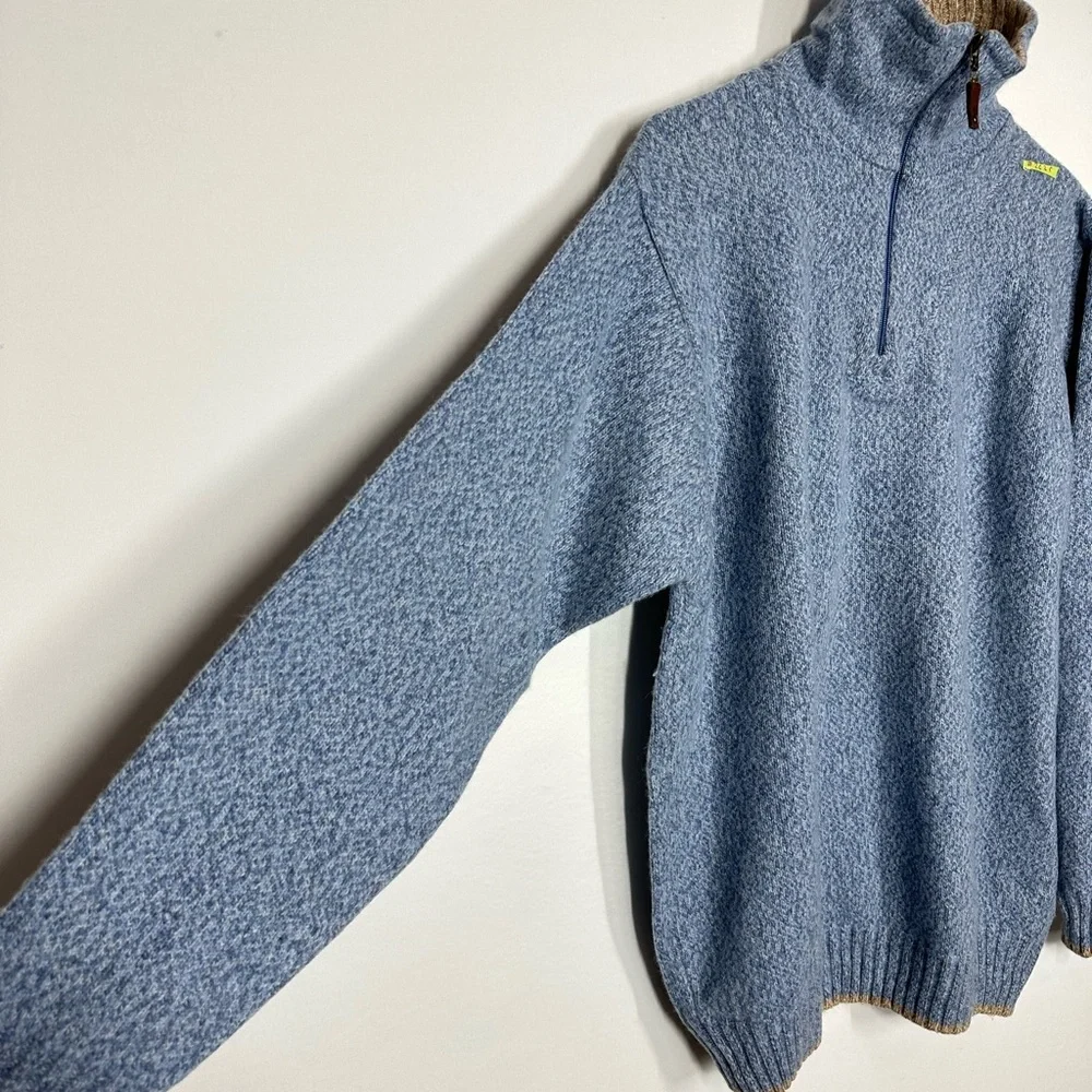 #2636 MASSIMO DUTTI Sweater Mens Size XL (42) Beige Blue Quarter Zip